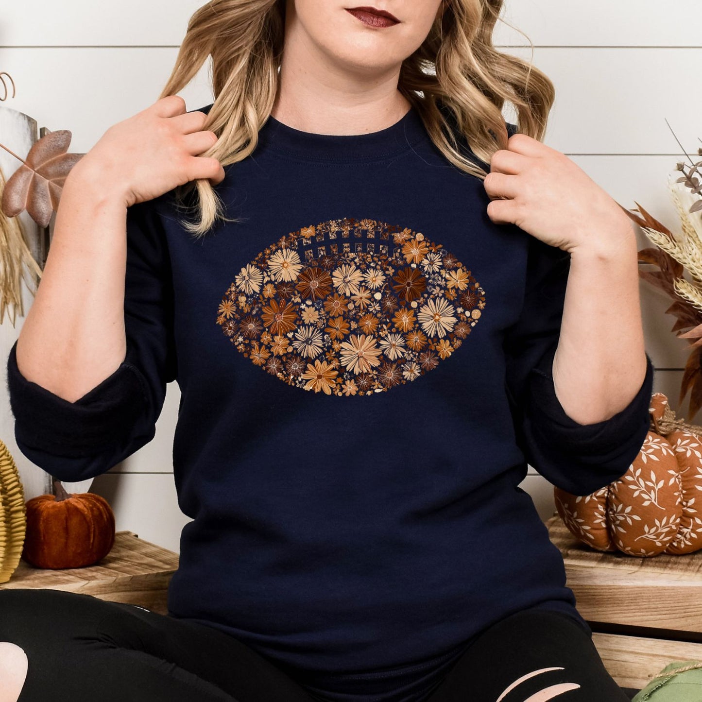 Floral Football Sweatshirt – Retro Game Day Crewneck for Women | Vintage Fall Football Shirt | Comfort Colors Lilac Pullover | Sunday Style