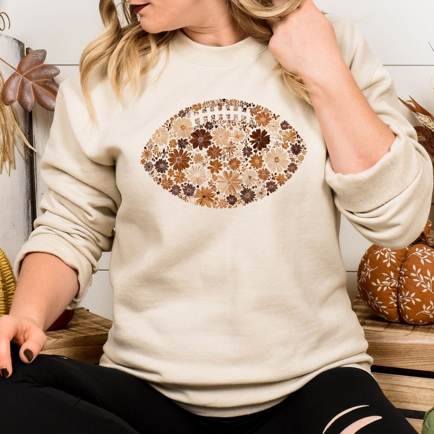 Floral Football Sweatshirt – Retro Game Day Crewneck for Women | Vintage Fall Football Shirt | Comfort Colors Lilac Pullover | Sunday Style