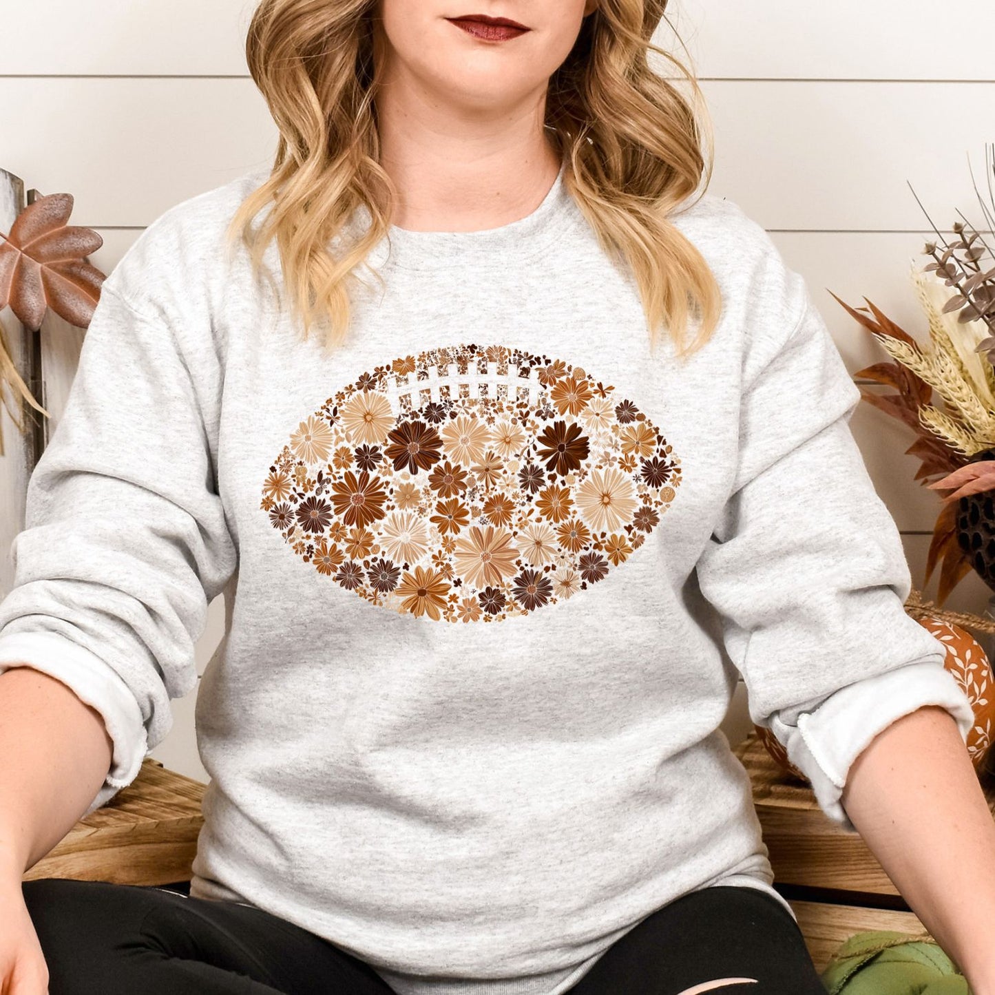 Floral Football Sweatshirt – Retro Game Day Crewneck for Women | Vintage Fall Football Shirt | Comfort Colors Lilac Pullover | Sunday Style