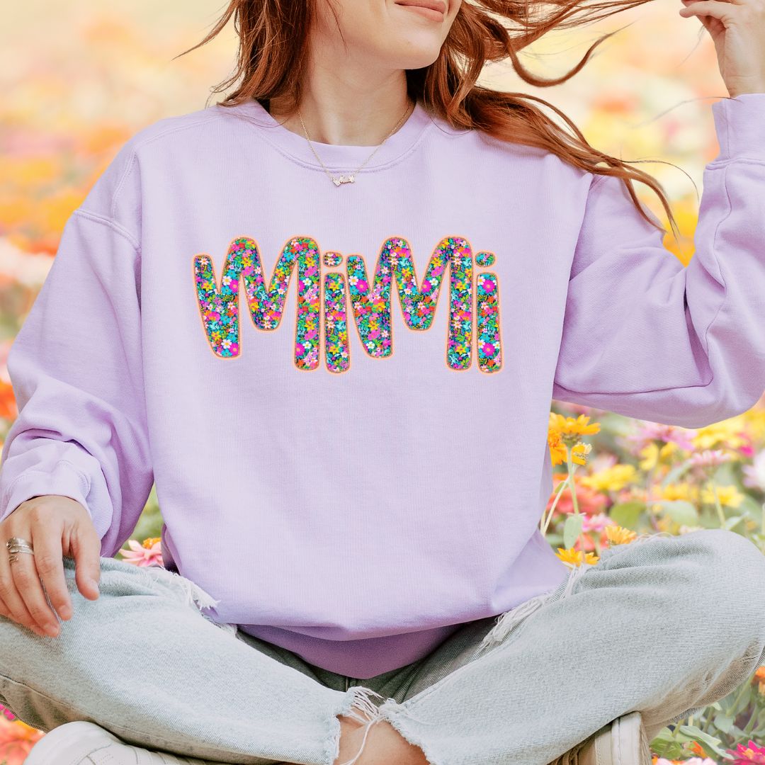 Floral hand written Mimi DTF print shirt
