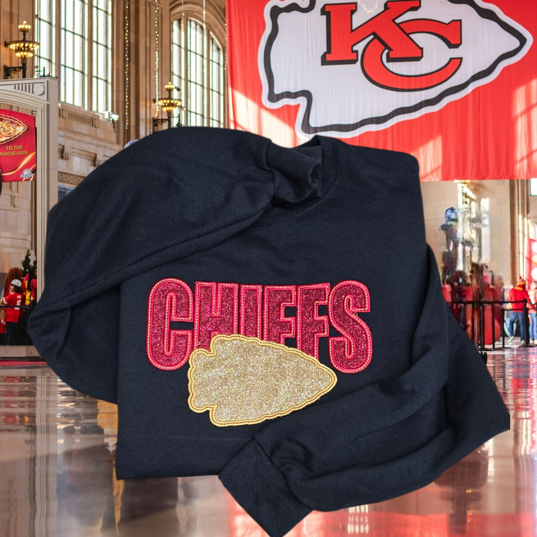 Double applique KC Chiefs HTV vinyl sweatshirt ADULT