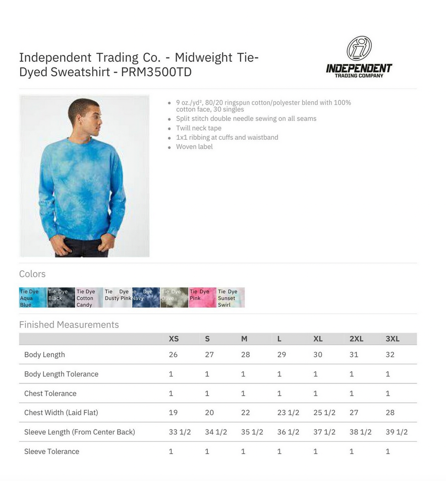 Embroidered Crewneck Sweatshirt Tie Dye