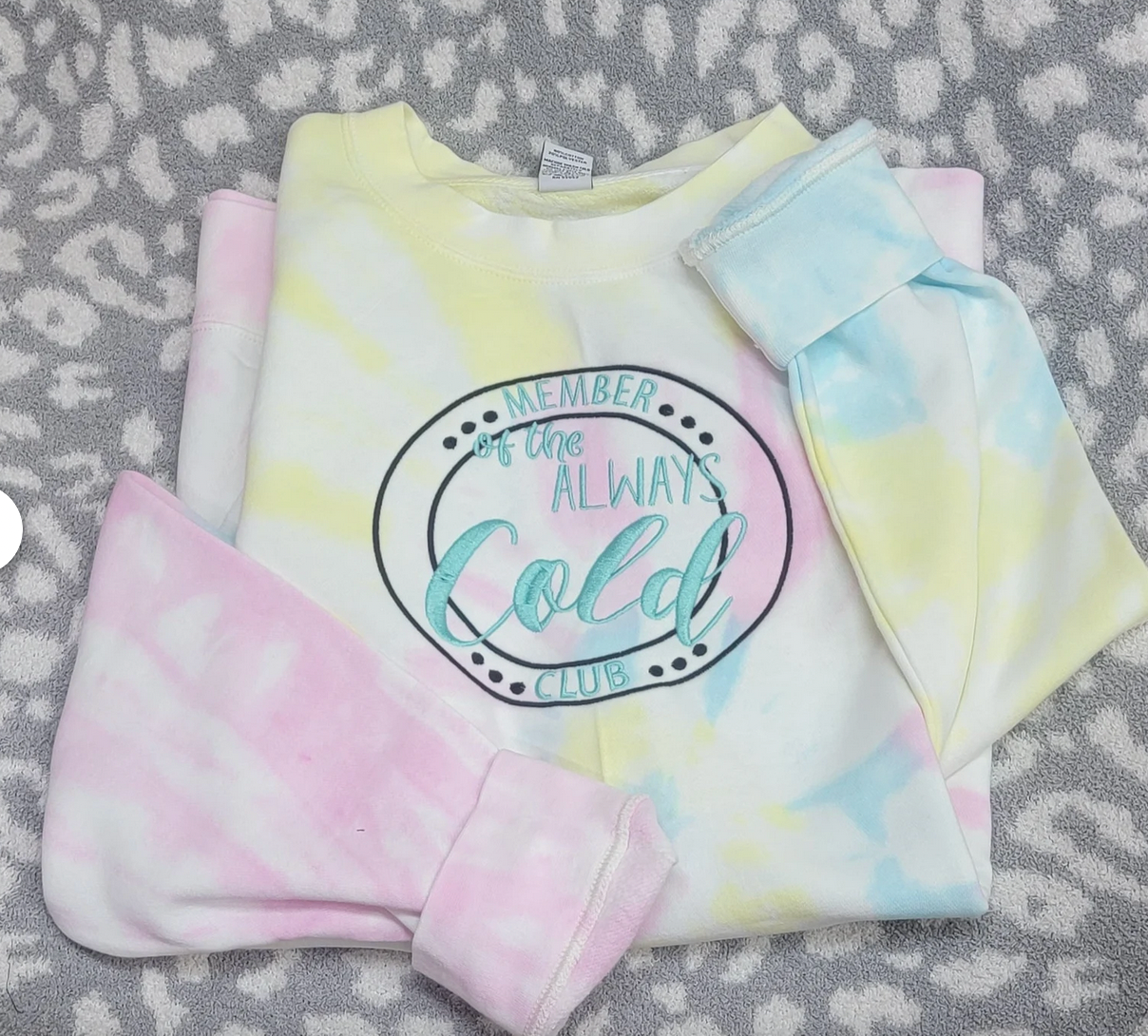 Embroidered Crewneck Sweatshirt Tie Dye