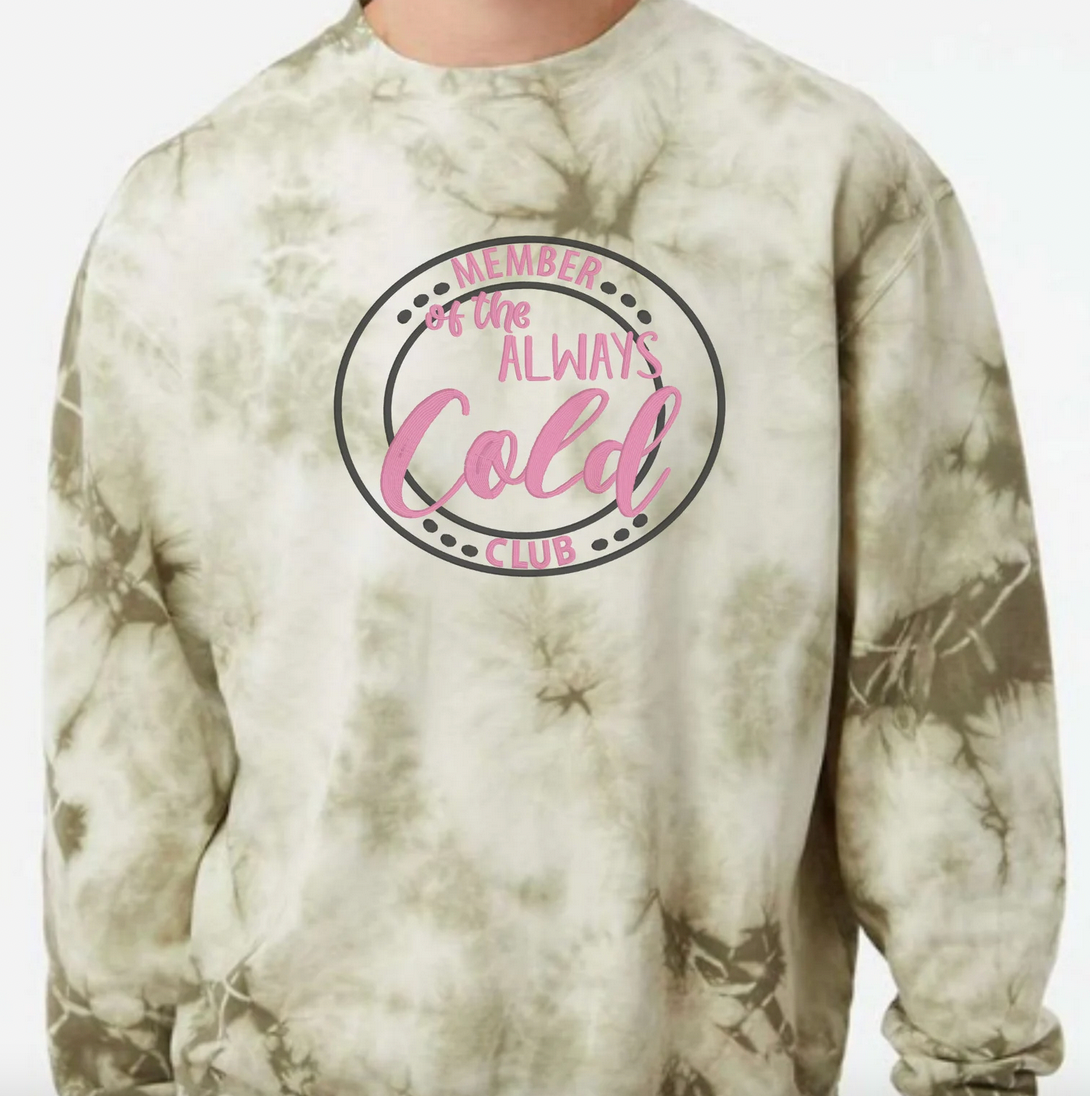 Embroidered Crewneck Sweatshirt Tie Dye