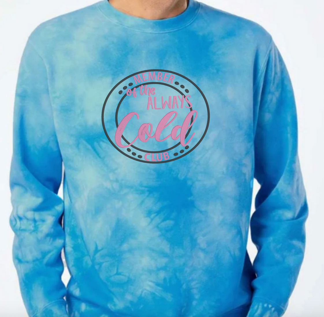 Embroidered Crewneck Sweatshirt Tie Dye