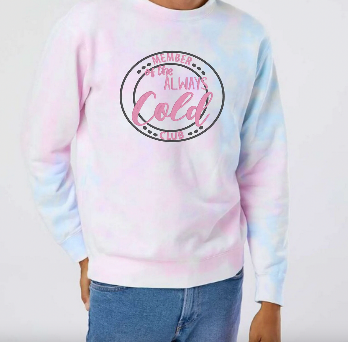 Embroidered Crewneck Sweatshirt Tie Dye