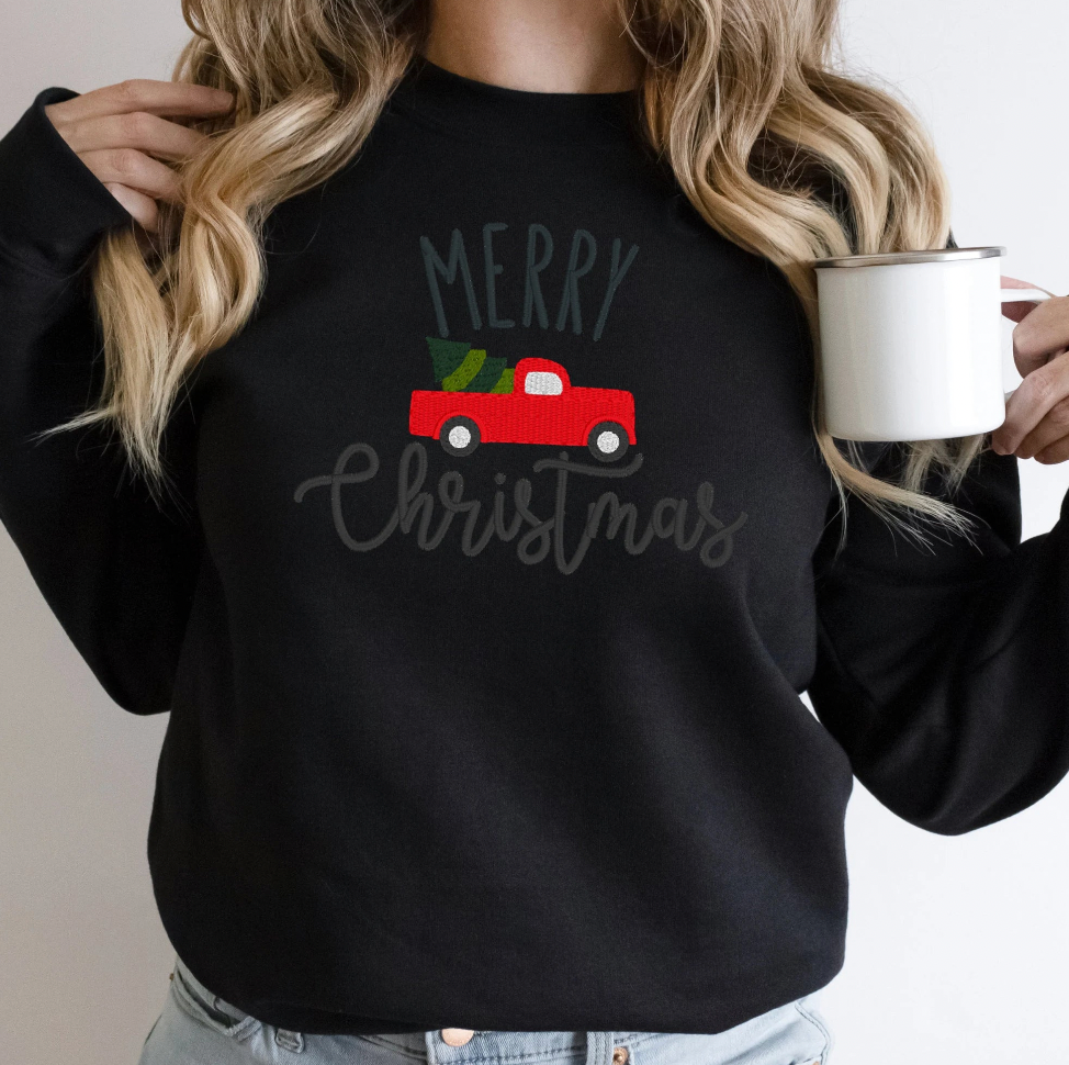 Custom Comfort Colors Merry Christmas Embroidered Sweatshirt