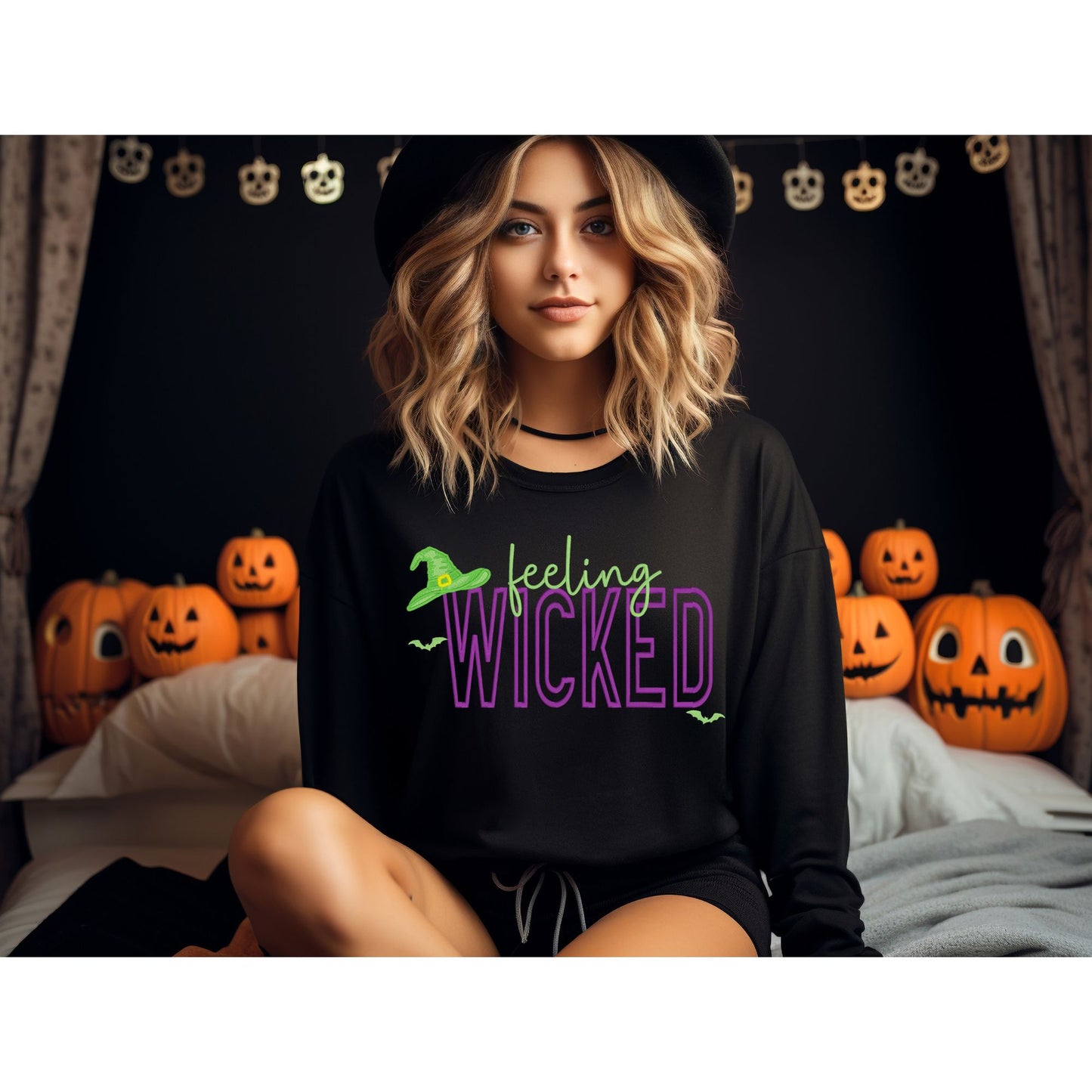 Feeling Wicked Puff Embroidery Halloween sweatshirt