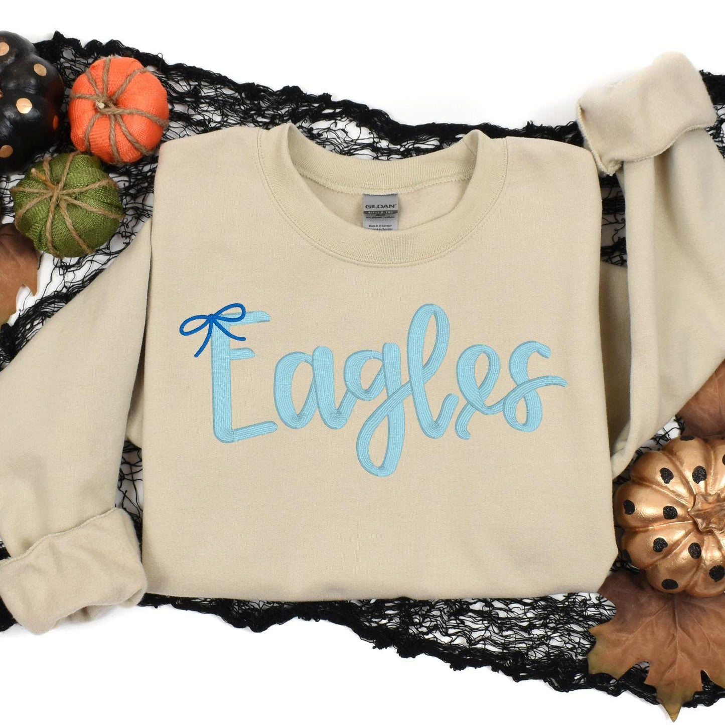 Eagles Script Embroidery Sweatshirt | Cozy Football Team Spirit Pullover | Custom Lettering Fall Game Day Crewneck | Gift for Fans