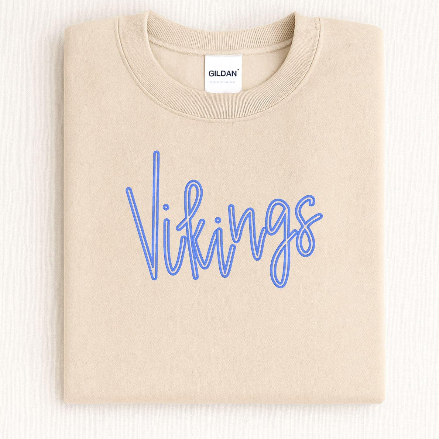 Vikings Game Day Puff Embroidery Sweatshirt | Custom Team Spirit Pullover with Bow | School Pride Cozy Football Game Day Crewneck Top