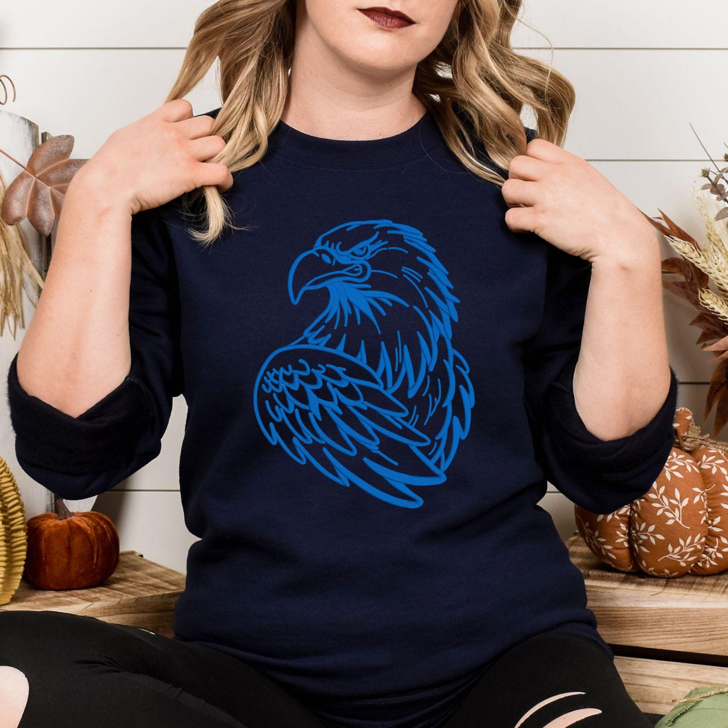 Eagle Mascot Embroidered Sweatshirt, School Spirit Crewneck, Sports Team Fan Apparel, Custom School Pride Shirt, Game Day Outfit