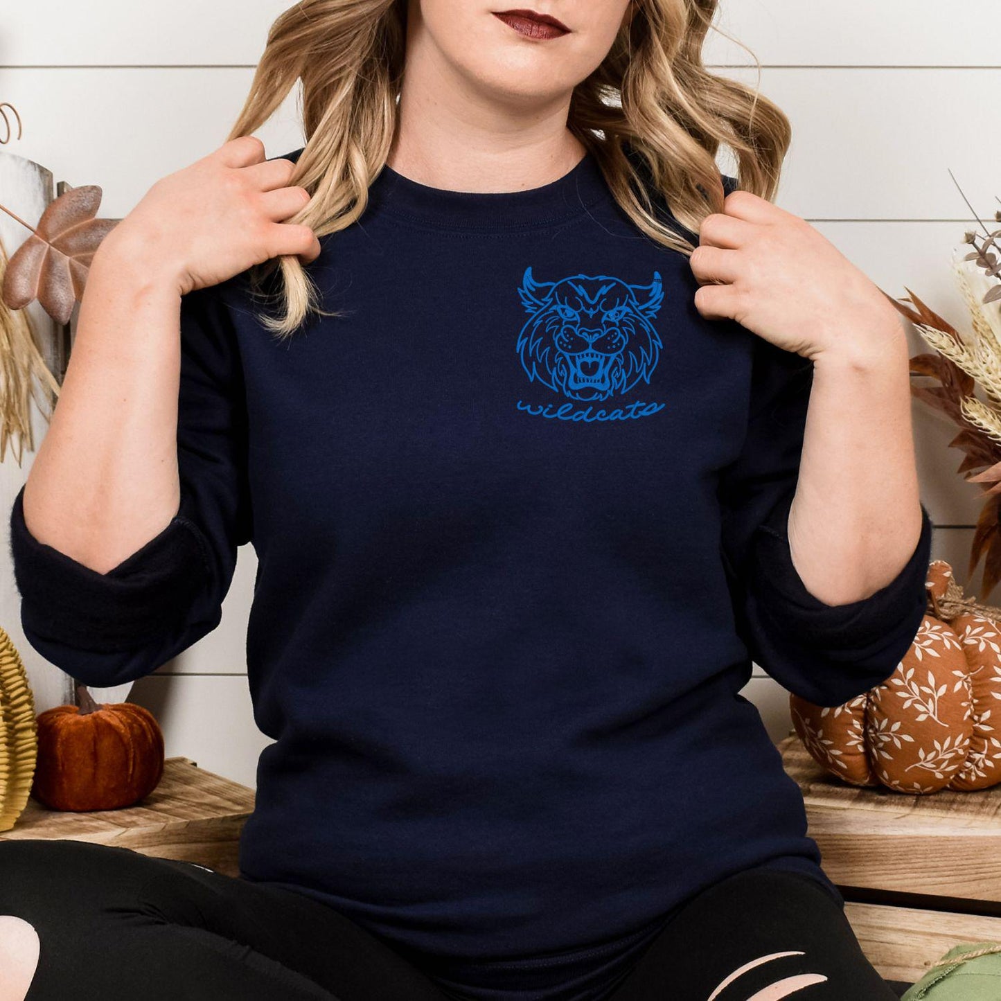 Embroidered left chest vintage Mascot Crewneck Sweatshirt | Unisex School Spirit Team Apparel | Custom Sports Game Day Outfit, Gift for Fans