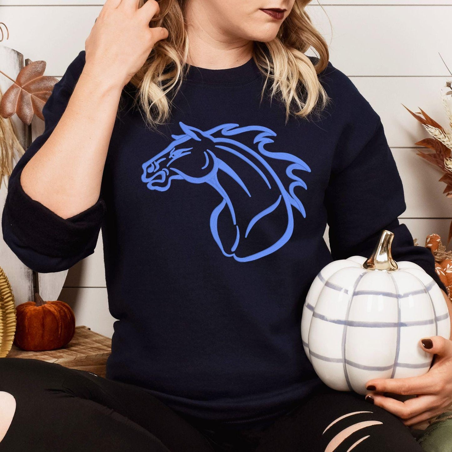 Embroidered Vintage Mascot Crewneck Sweatshirt | Unisex School Spirit Team Apparel | Custom Sports Game Day Outfit | Gift for Fans