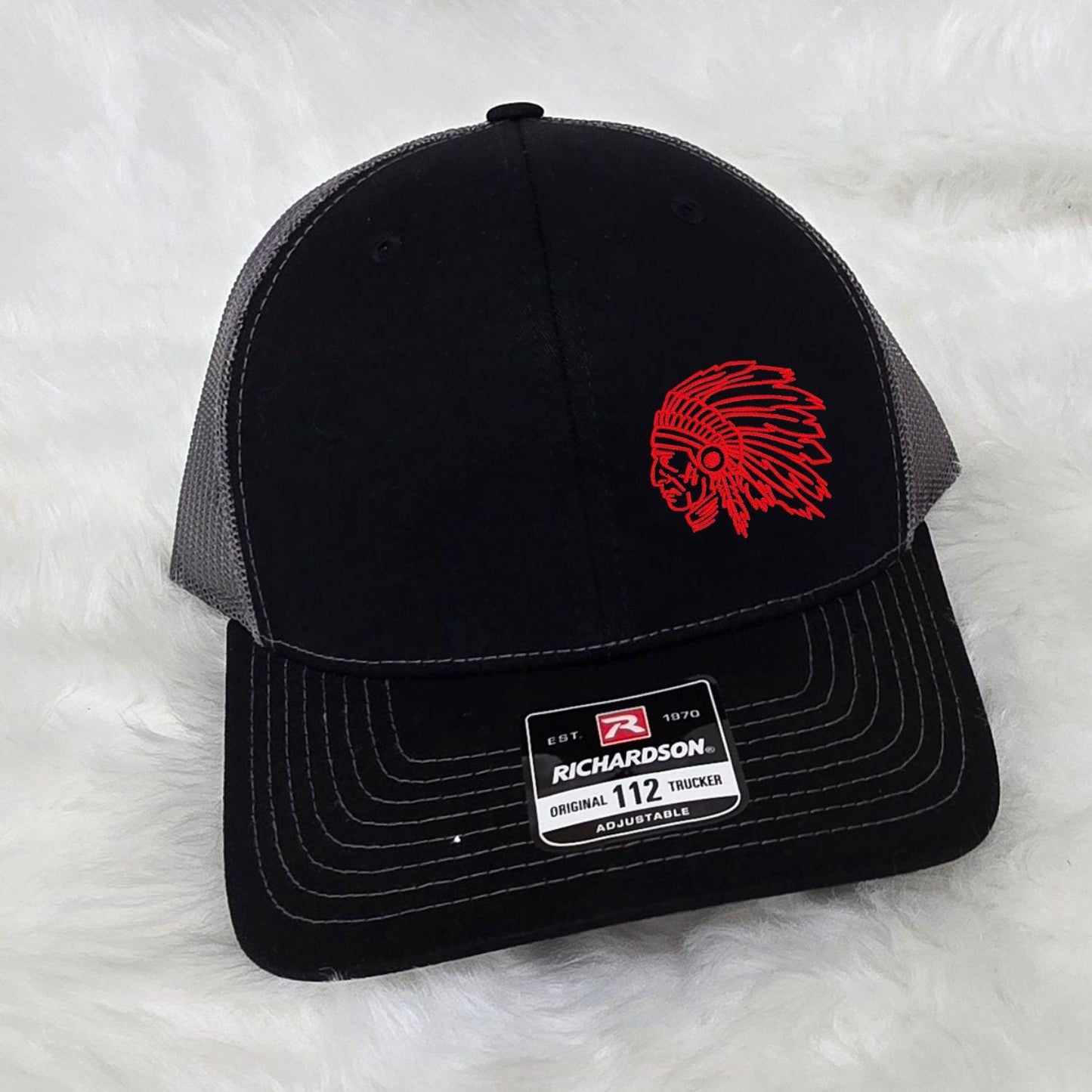 Embroidered Indians Mascot hat | Unisex School Spirit Team Apparel | Custom Sports Game Day Outfit | Gift for Fans