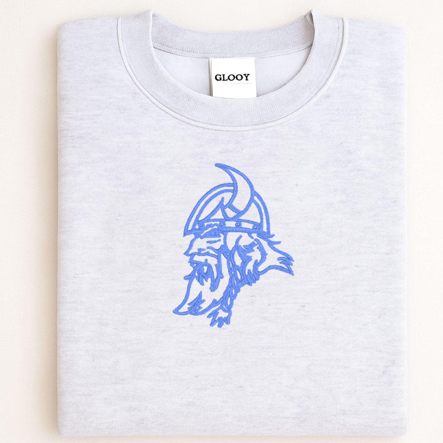 Embroidered Vintage Viking Mascot Crewneck Sweatshirt | Unisex School Spirit Team Apparel | Custom Sports Game Day Outfit | Gift for Fans