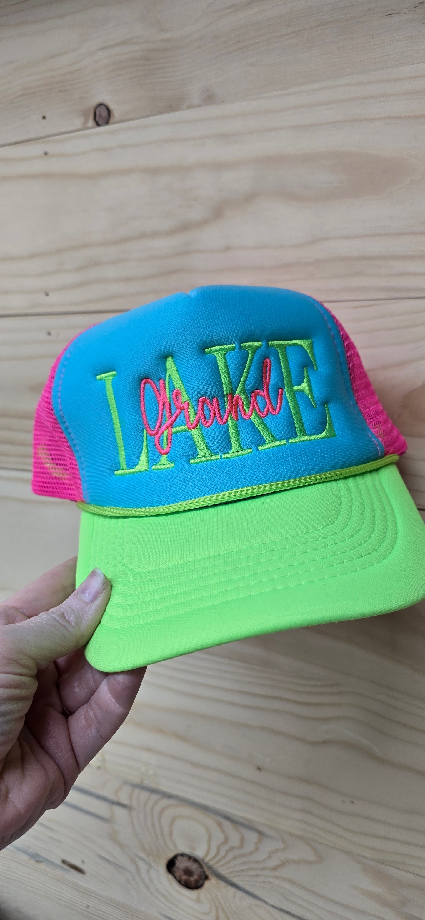 Custom embroidered neon foam trucker hat