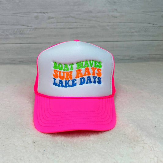 Boat Sun Lake Embroidered Trucker Hat