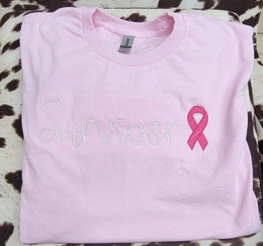 Breast Cancer Awareness Embroidery Crewneck, Pink Survivor Sweatshirt, Pink October Gift