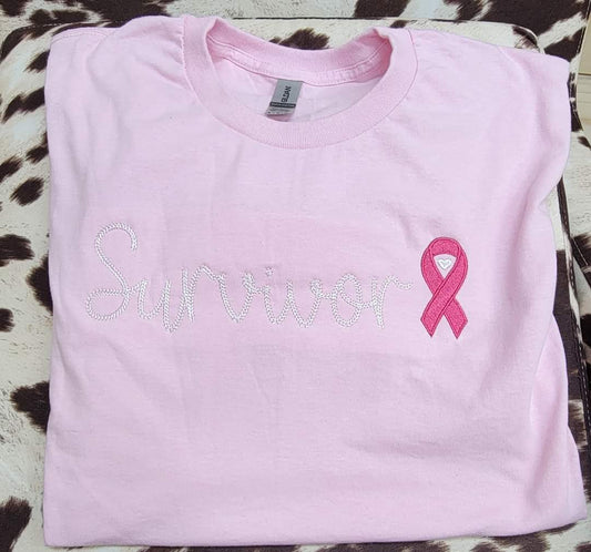 Breast Cancer Awareness Embroidery Crewneck, Pink Survivor Sweatshirt, Pink October Gift