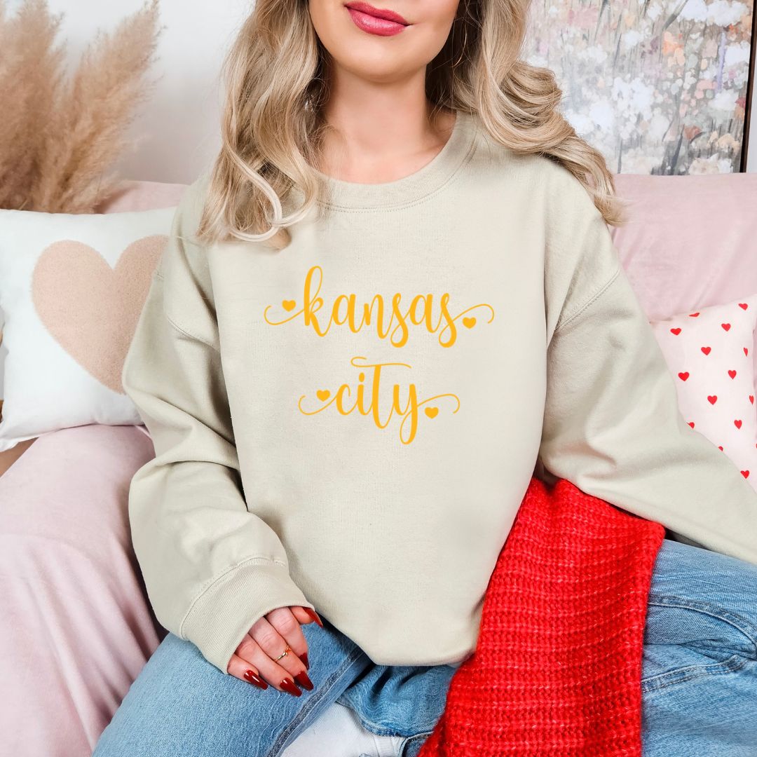 Kansas City script with hearts DTF shirt