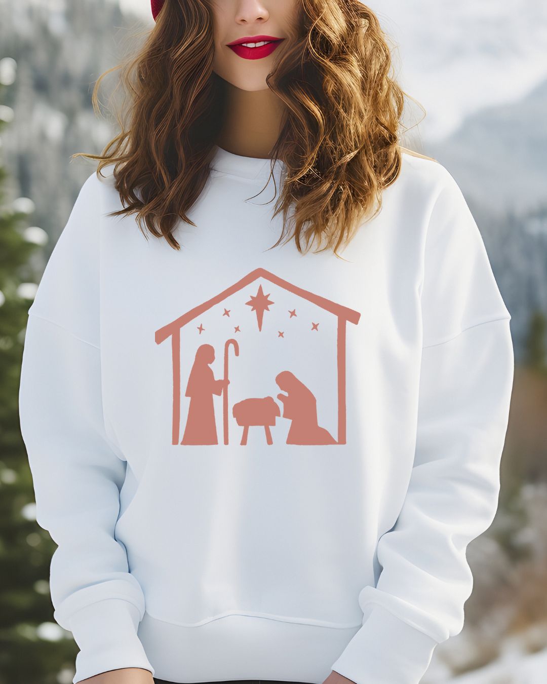 Minimalist Nativity Embroidered Sweatshirt | Neutral Christmas Crewneck | Cozy Faith-Inspired Holiday Apparel