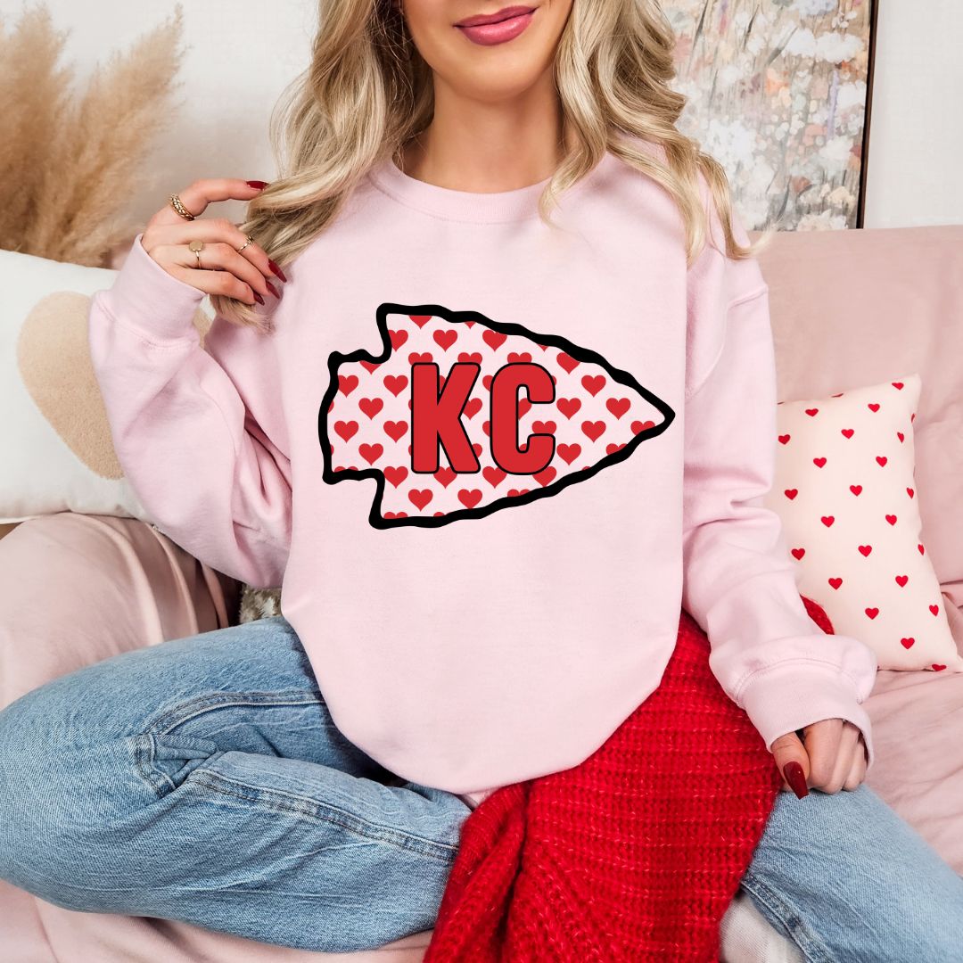 KC red heart arrowhead DTF
