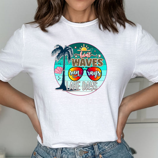 Lake Days T-shirt Perfect For Summer And Holidays, Sunglasses Lake Days Tee or Crewneck Bright Colors Gift For Her