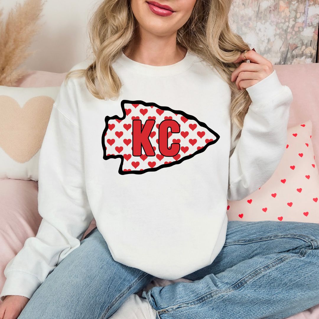 KC red heart arrowhead DTF