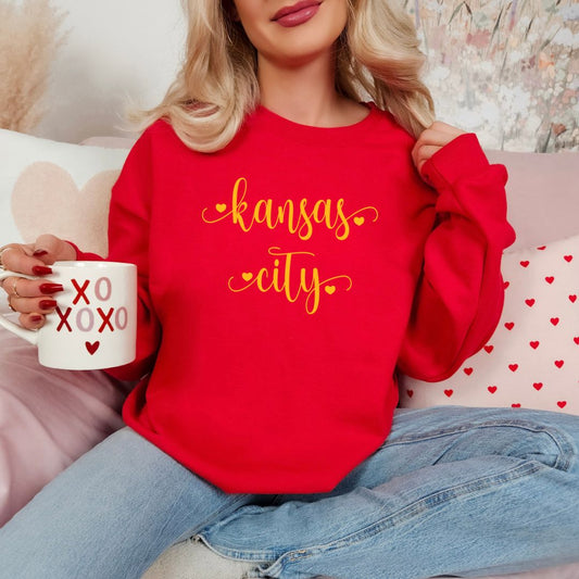 Kansas City script with hearts DTF shirt