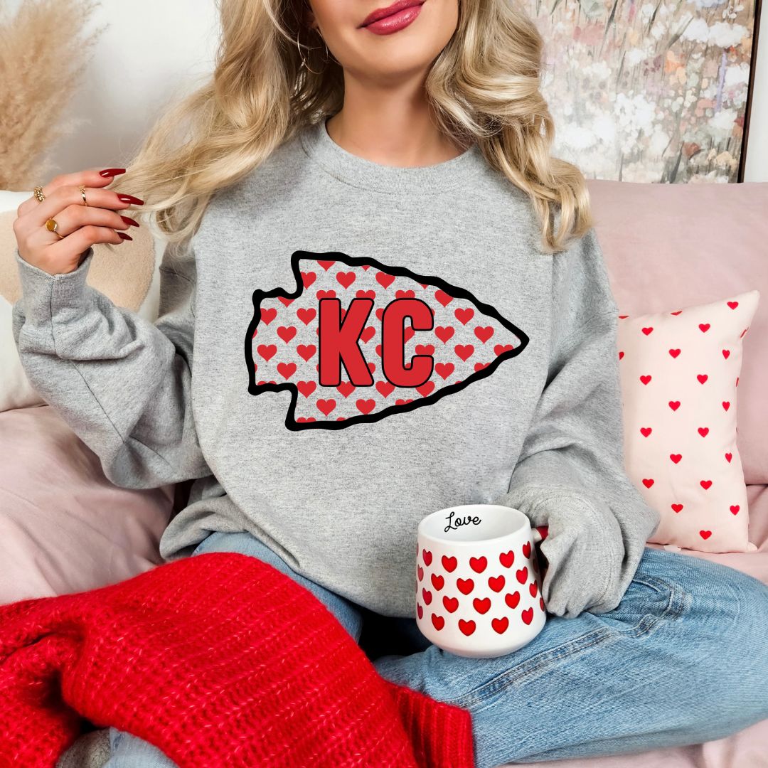 KC red heart arrowhead DTF