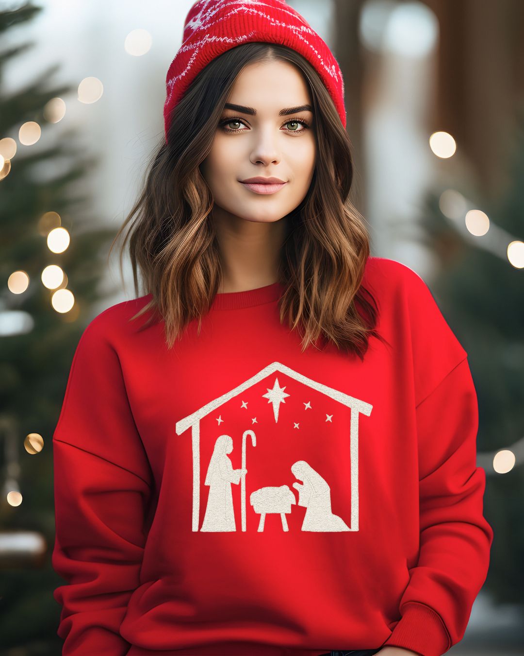 Minimalist Nativity Embroidered Sweatshirt | Neutral Christmas Crewneck | Cozy Faith-Inspired Holiday Apparel