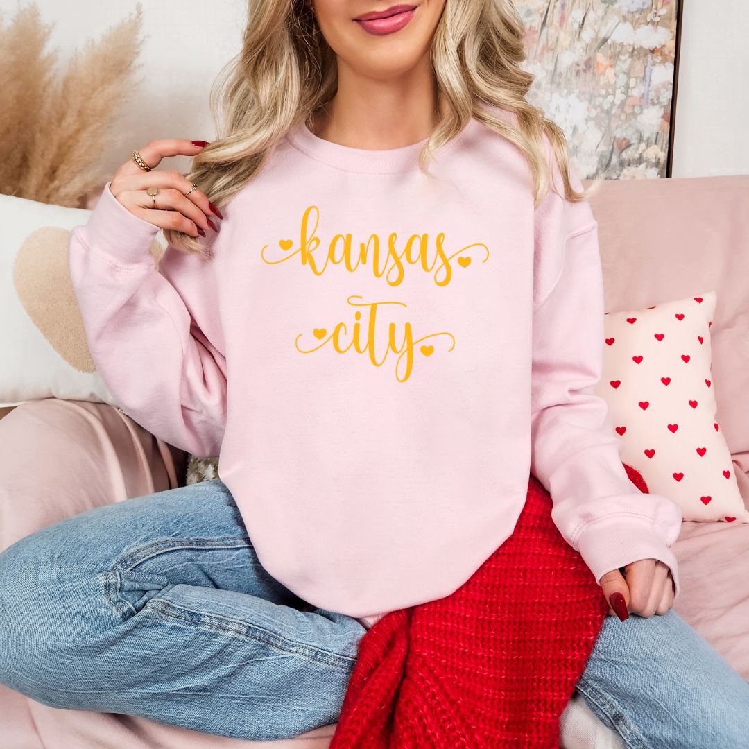 Kansas City script with hearts DTF shirt