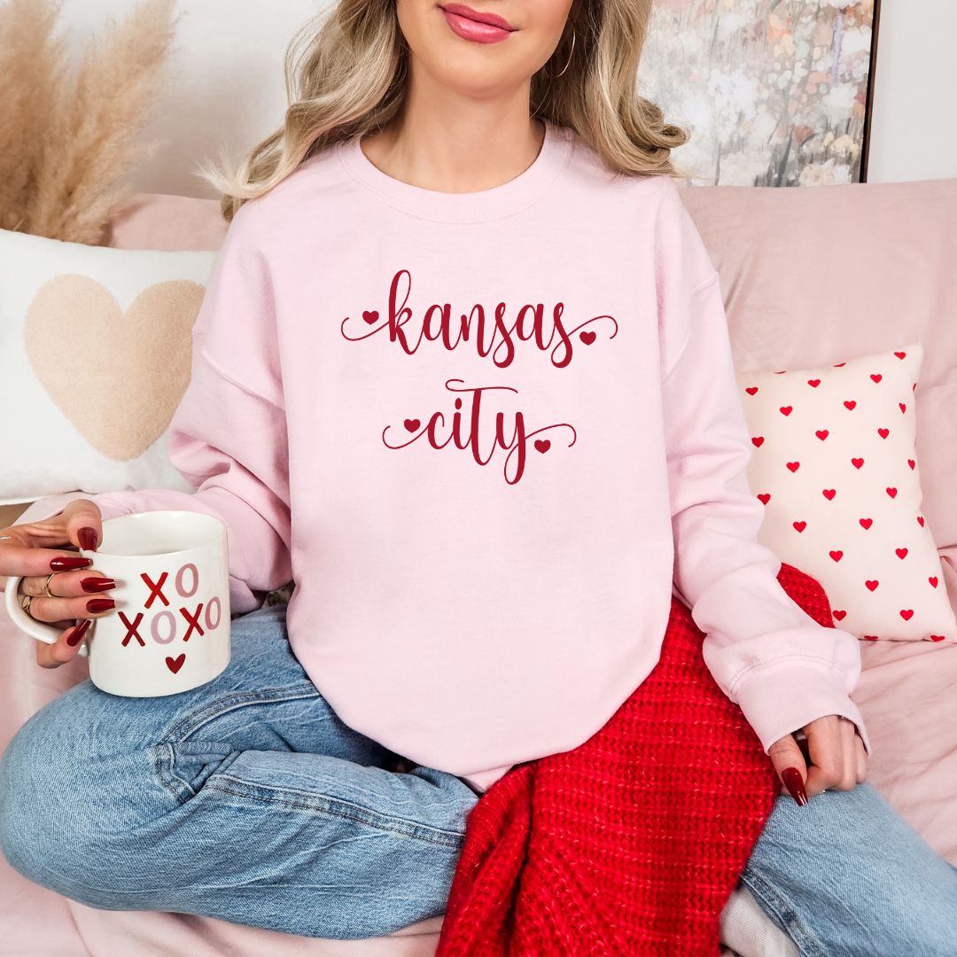 Kansas City script with hearts DTF shirt