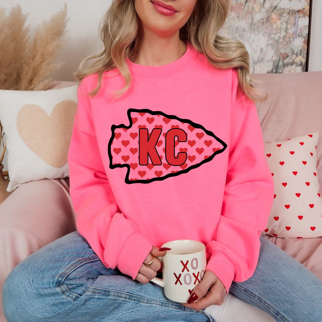 KC red heart arrowhead DTF