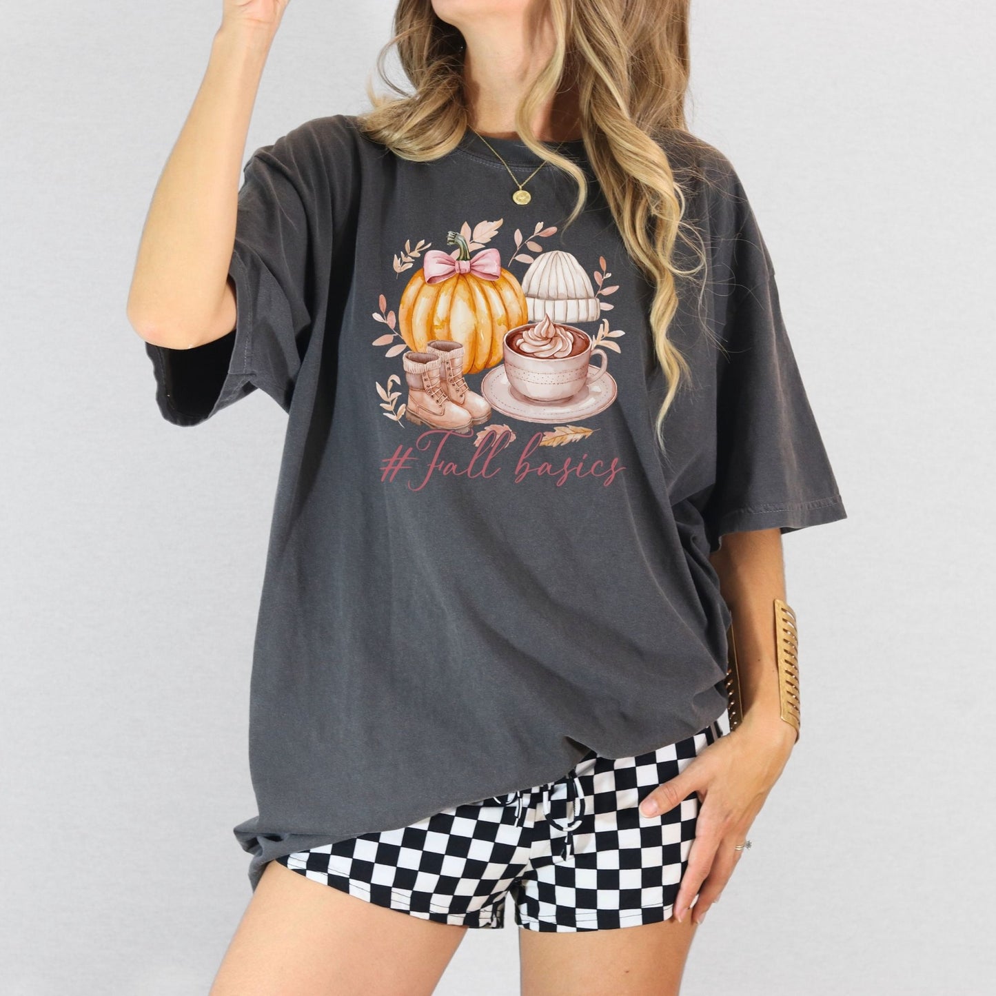Cozy Autumn Pumpkin & Coffee Graphic Tee – Fall Outfit Essentials – Unisex Comfort Colors T-Shirt