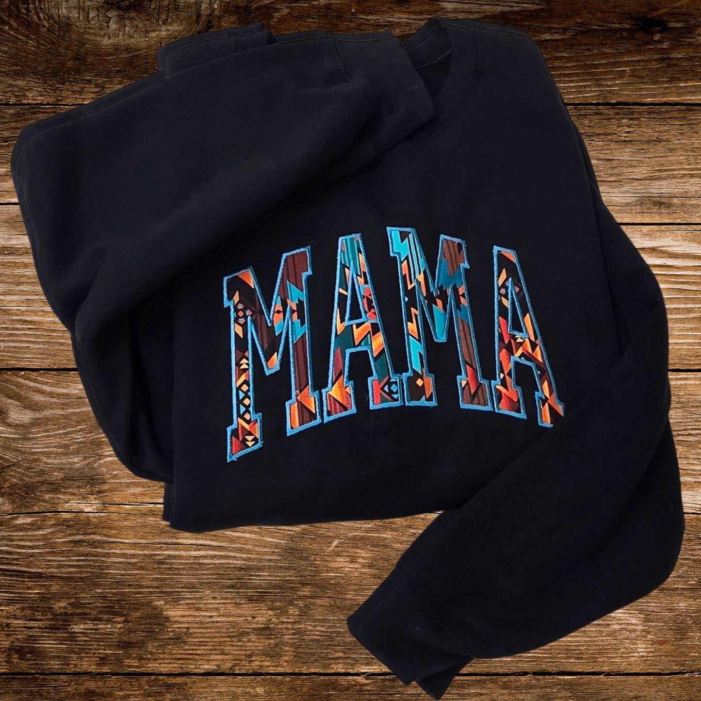 MAMA Aztec Embroidered Sweatshirt – Cozy Western Boho Pullover for Moms