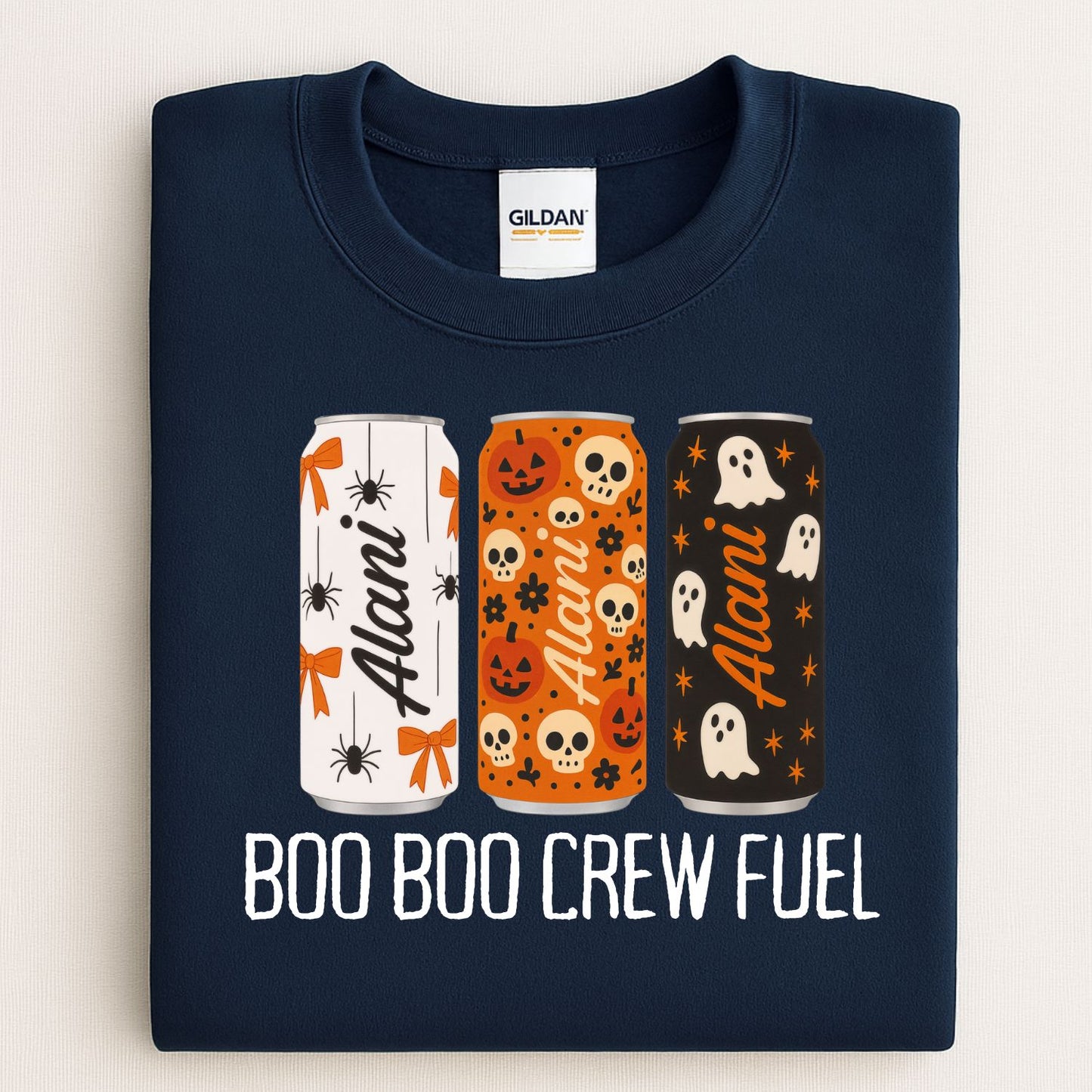 Boo Boo Crew Fuel Halloween Shirt, Trendy Spooky Energy Can Graphic Tee - Cute Ghost Skull Pumpkin Fall Vibes T-Shirt, Viral Halloween shirt