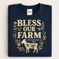 Bless Our Farm Sweatshirt | Inspirational Farm Quote Shirt with Goat and Floral Design | Christian Country Living Pullover