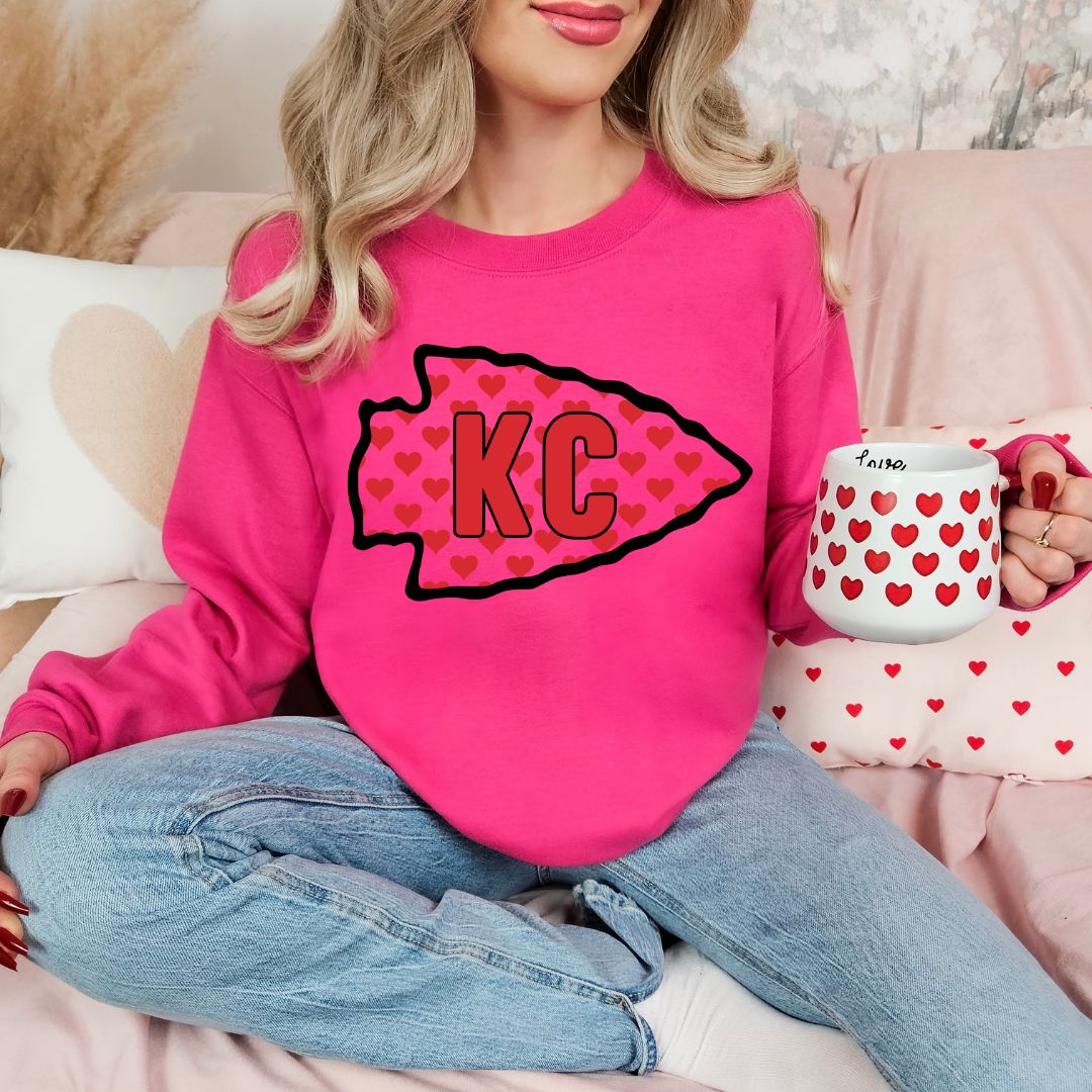 KC red heart arrowhead DTF
