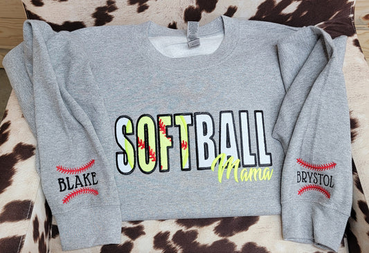 Softball MAMA HTV applique sweatshirt