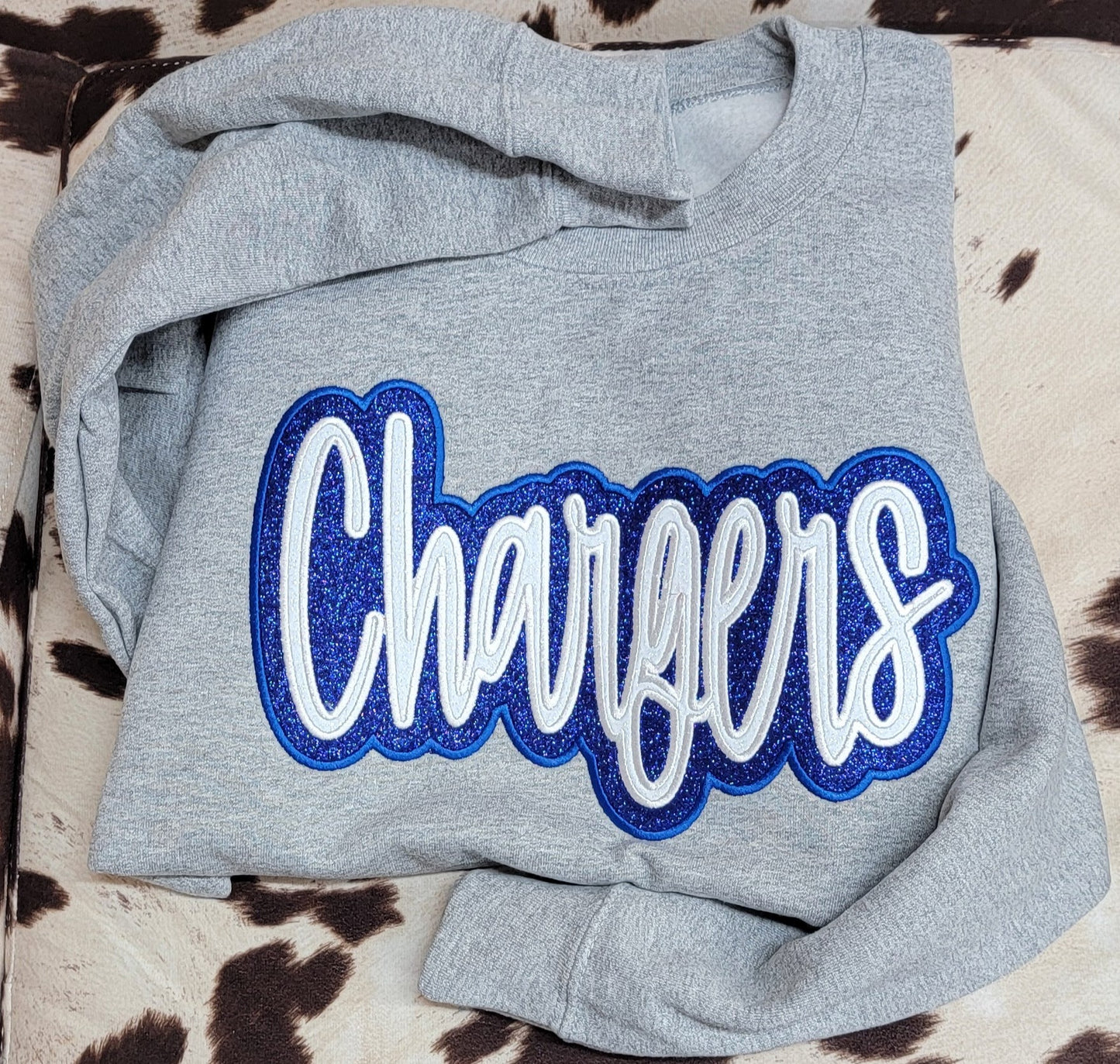 Custom Charger HTV double applique sweatshirt