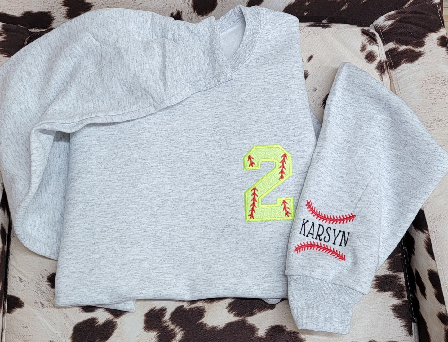 Softball or Baseball number HTV applique sweatshirt