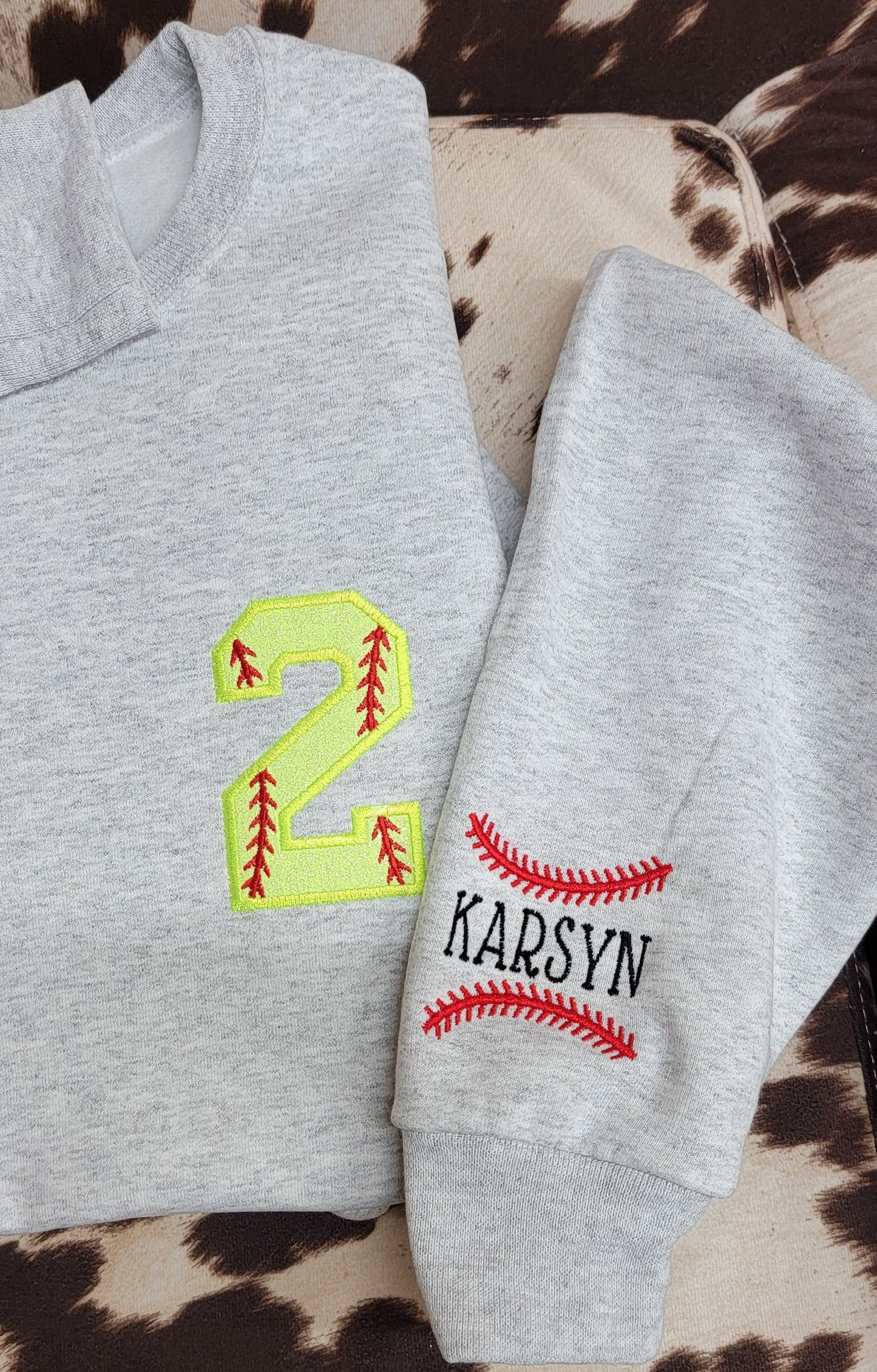 Softball or Baseball number HTV applique sweatshirt