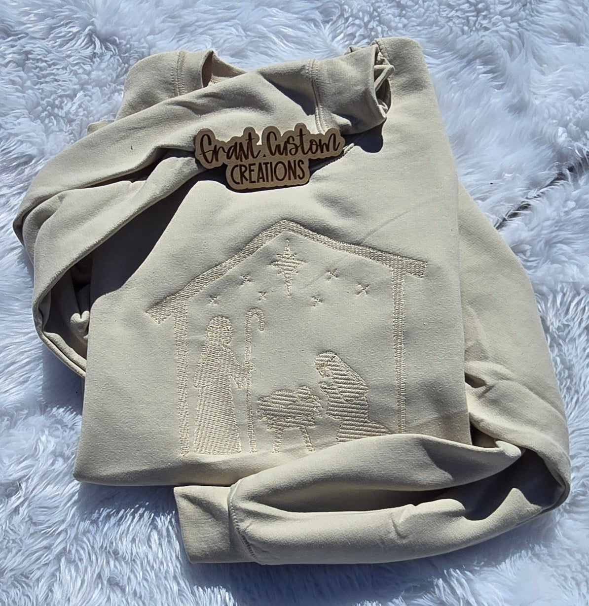 Minimalist Nativity Embroidered Sweatshirt | Neutral Christmas Crewneck | Cozy Faith-Inspired Holiday Apparel