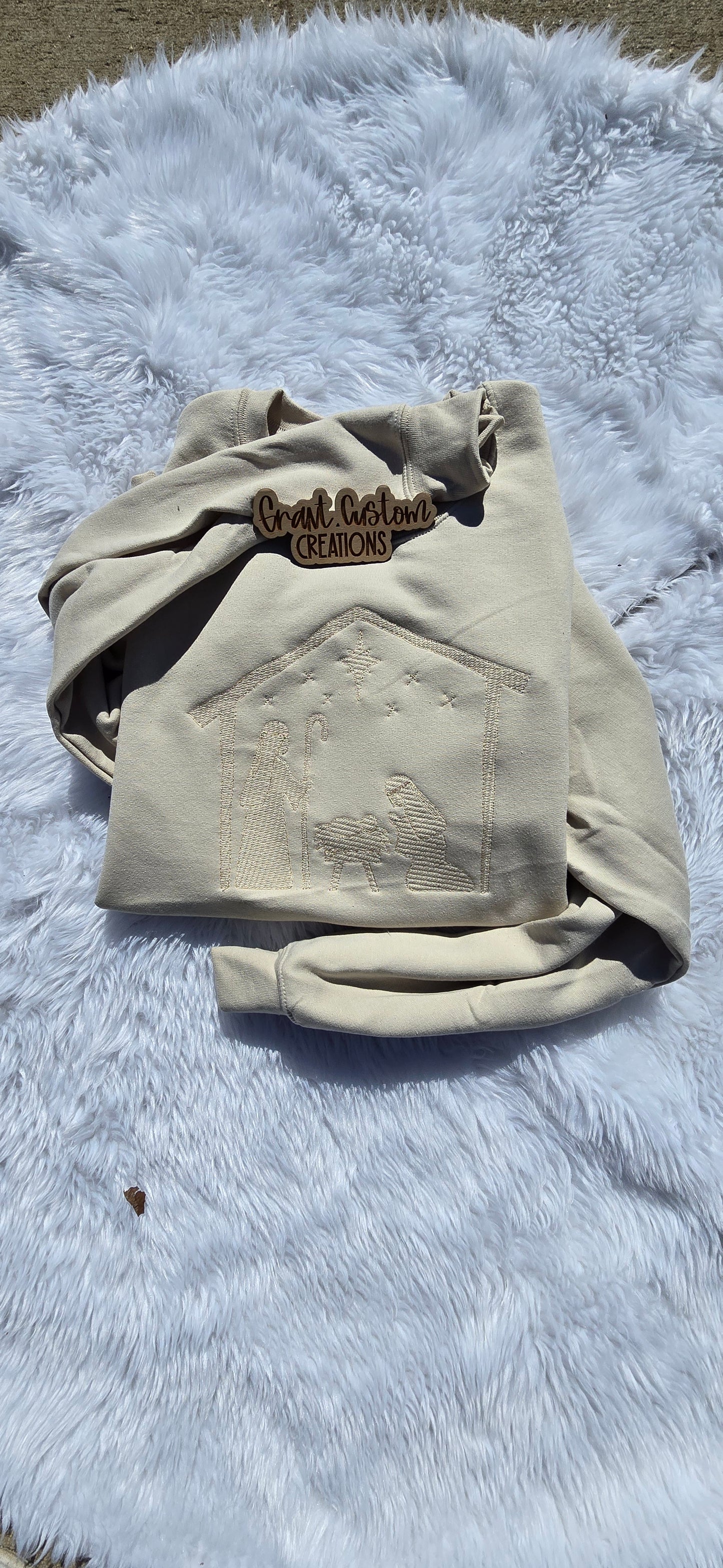 Minimalist Nativity Embroidered Sweatshirt | Neutral Christmas Crewneck | Cozy Faith-Inspired Holiday Apparel