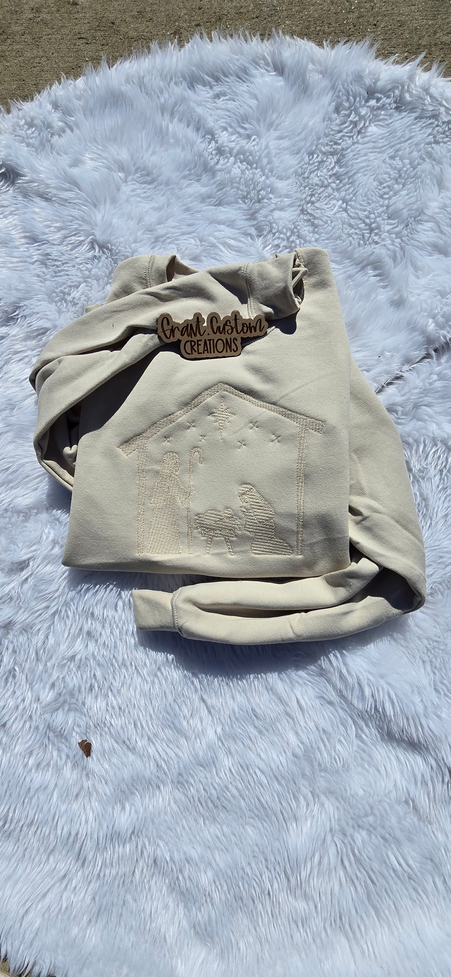 Minimalist Nativity Embroidered Sweatshirt | Neutral Christmas Crewneck | Cozy Faith-Inspired Holiday Apparel