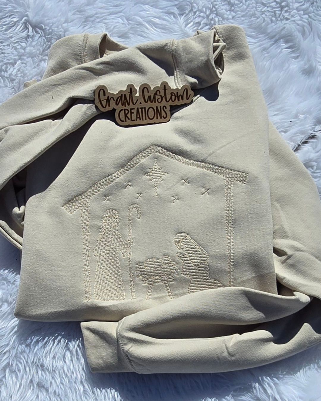 Minimalist Nativity Embroidered Sweatshirt | Neutral Christmas Crewneck | Cozy Faith-Inspired Holiday Apparel