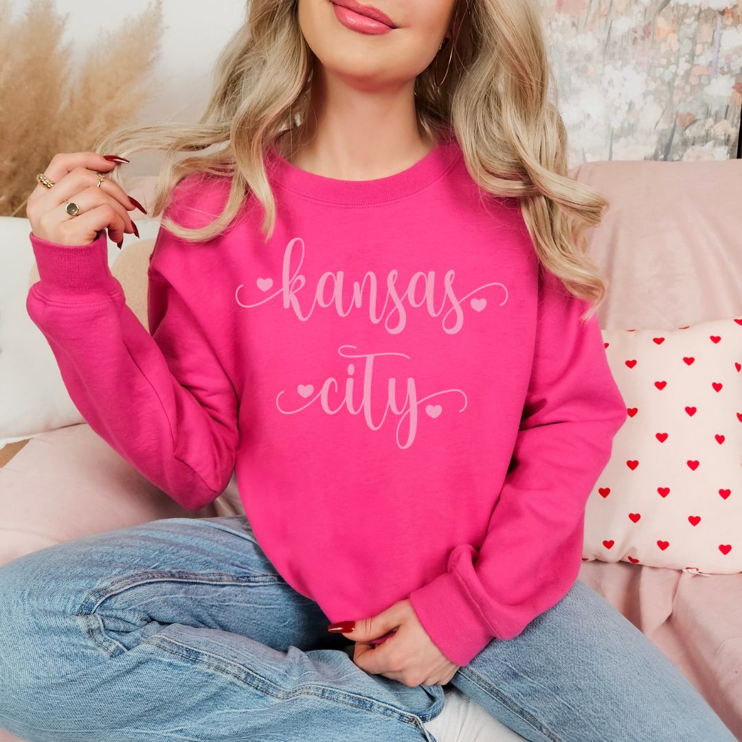 Kansas City script with hearts DTF shirt