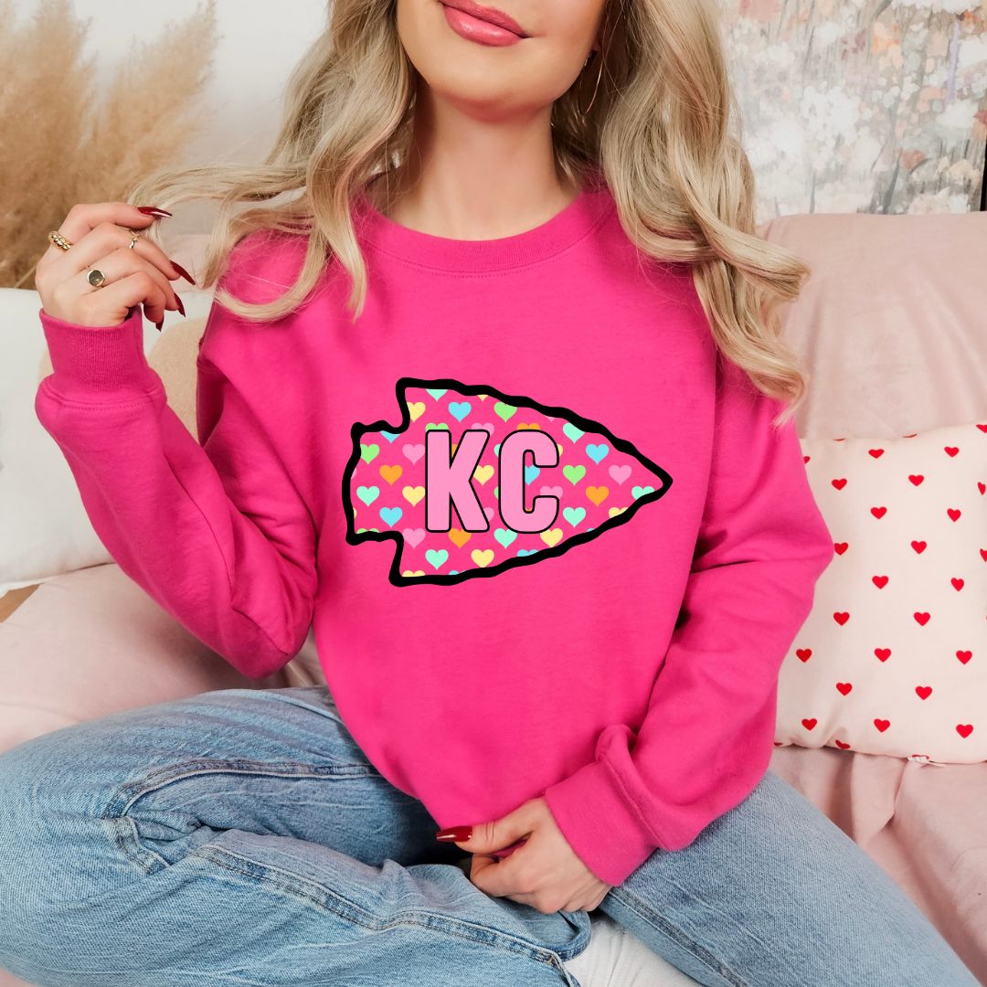 Valentine Candy Heart KC arrowhead DTF shirt