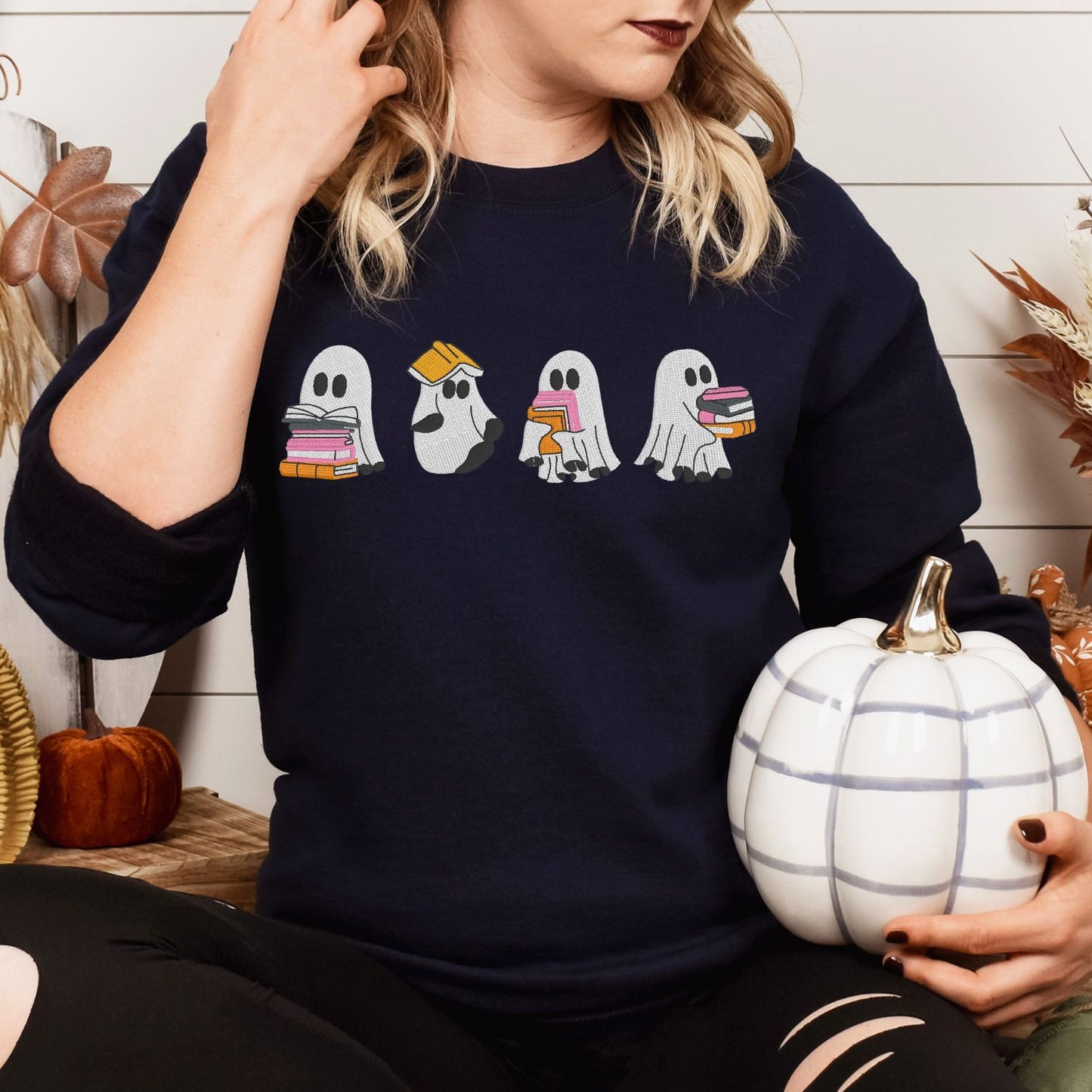 Ghost Reader Embroidered Crewneck Sweatshirt | Cozy Fall Aesthetic